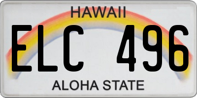HI license plate ELC496