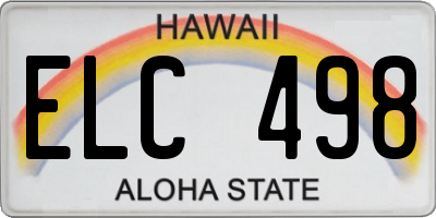 HI license plate ELC498