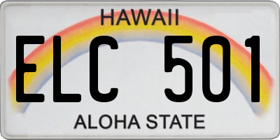 HI license plate ELC501