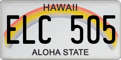 HI license plate ELC505