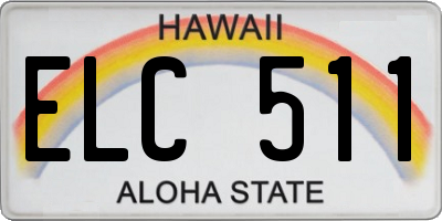 HI license plate ELC511