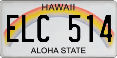 HI license plate ELC514