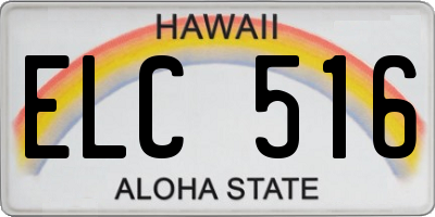 HI license plate ELC516