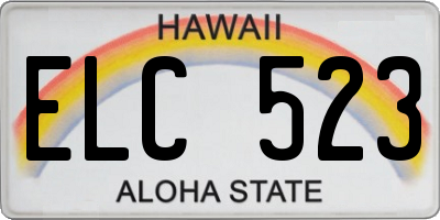 HI license plate ELC523