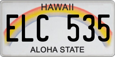 HI license plate ELC535