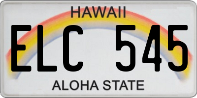 HI license plate ELC545
