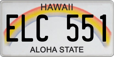 HI license plate ELC551