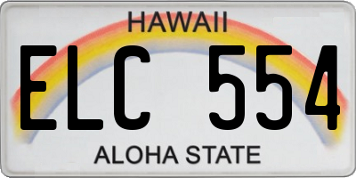 HI license plate ELC554
