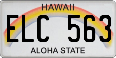 HI license plate ELC563