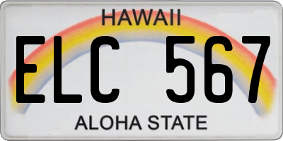 HI license plate ELC567