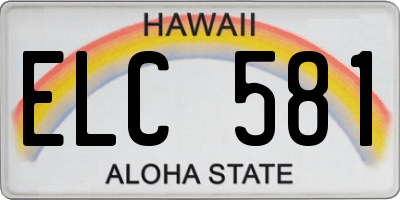 HI license plate ELC581