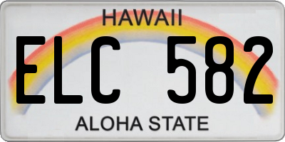 HI license plate ELC582