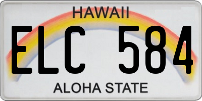HI license plate ELC584