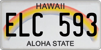 HI license plate ELC593