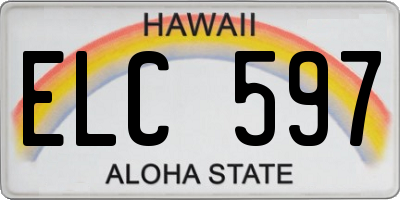 HI license plate ELC597