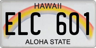 HI license plate ELC601