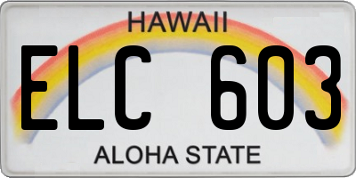 HI license plate ELC603