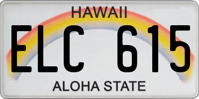 HI license plate ELC615