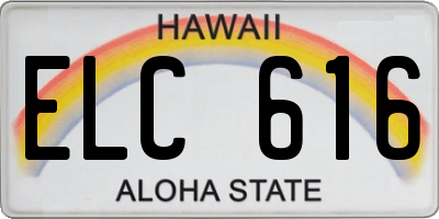 HI license plate ELC616