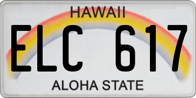 HI license plate ELC617