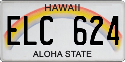 HI license plate ELC624
