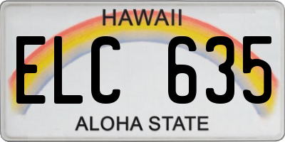 HI license plate ELC635