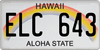 HI license plate ELC643
