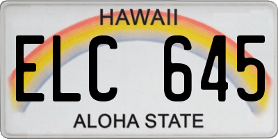 HI license plate ELC645