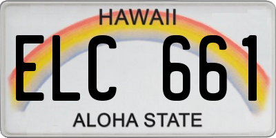 HI license plate ELC661