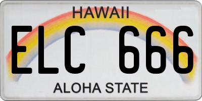 HI license plate ELC666