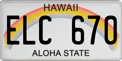 HI license plate ELC670