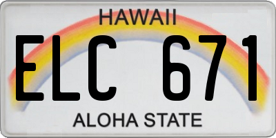HI license plate ELC671