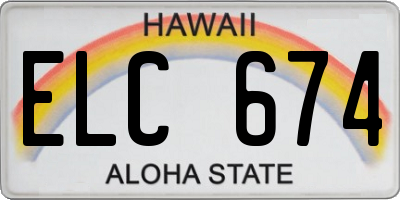 HI license plate ELC674