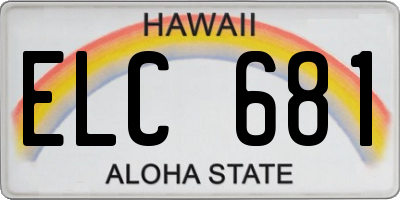 HI license plate ELC681