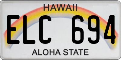 HI license plate ELC694