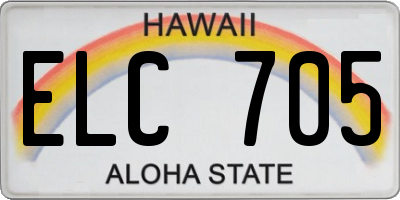 HI license plate ELC705
