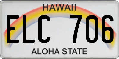 HI license plate ELC706