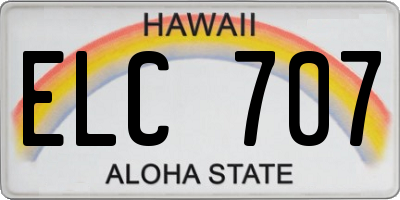 HI license plate ELC707