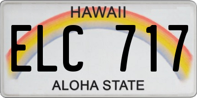 HI license plate ELC717
