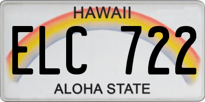HI license plate ELC722
