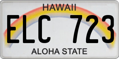 HI license plate ELC723