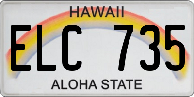 HI license plate ELC735