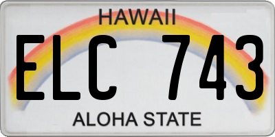 HI license plate ELC743