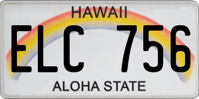 HI license plate ELC756