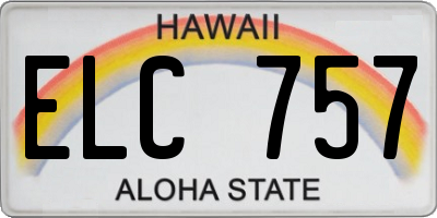 HI license plate ELC757