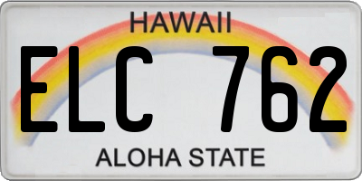 HI license plate ELC762
