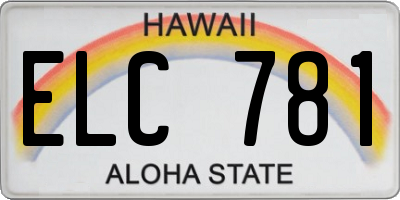 HI license plate ELC781