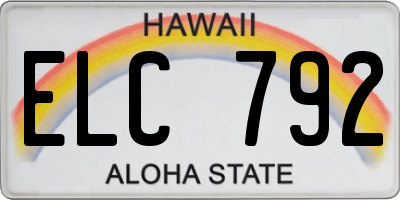 HI license plate ELC792