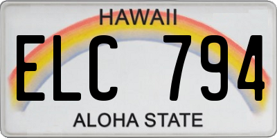 HI license plate ELC794