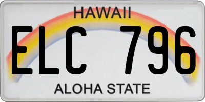 HI license plate ELC796